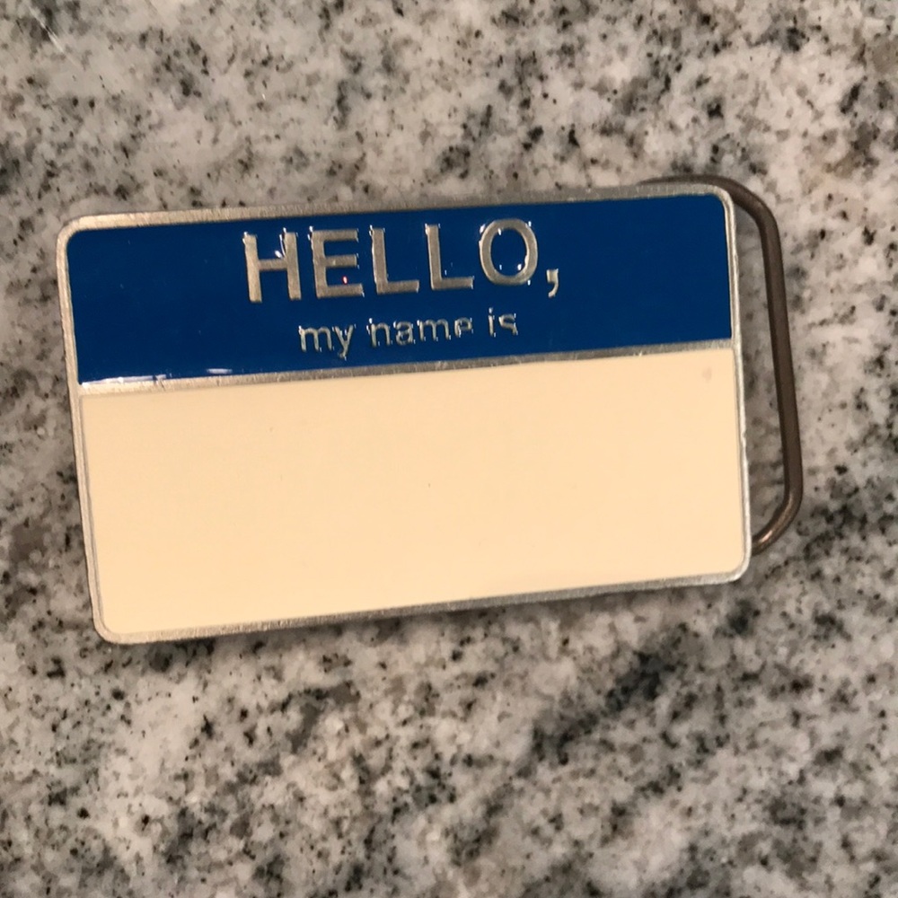 Men’s hello my name is belt buckle